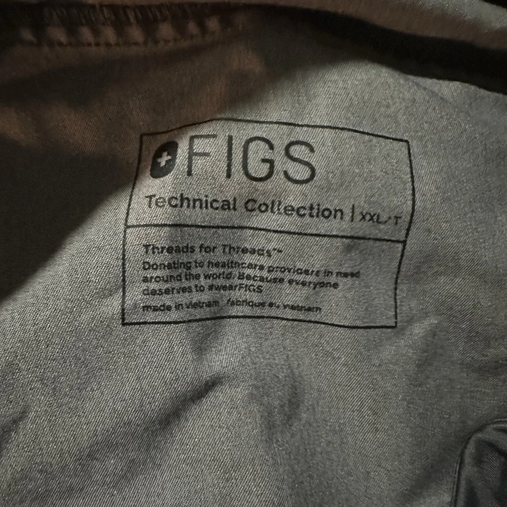 FIGS Kade Cargo Scrub Pants Heather Graphite Gray Teal Drawstring XXL/T